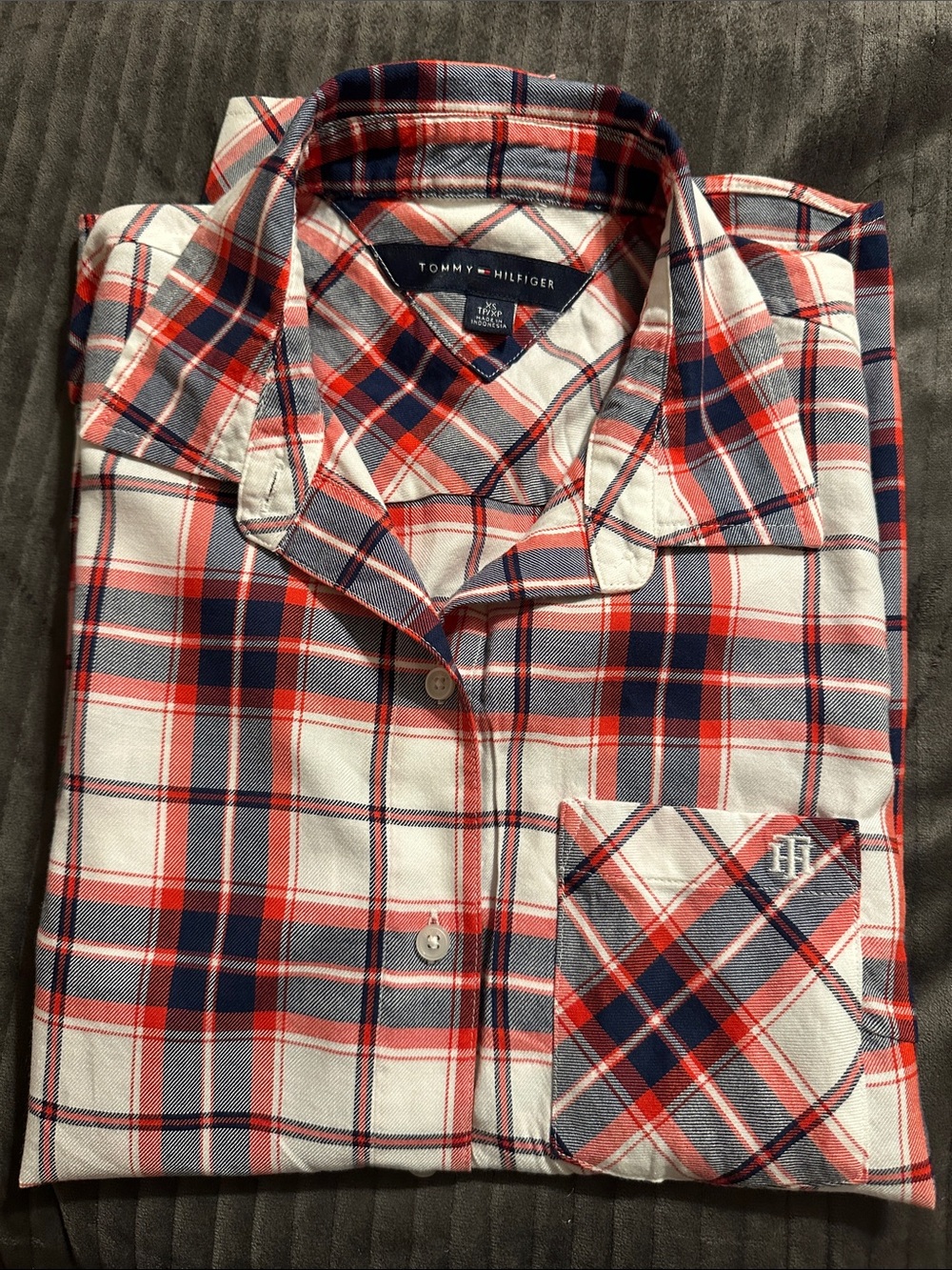 Tommy Hilfiger Red, Navy & White Plaid Button-Down Shirt